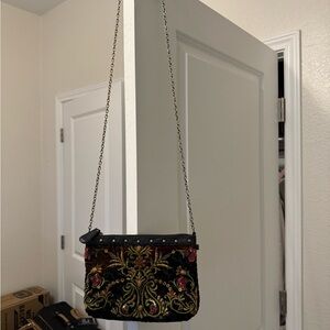 Mary Frances Evening Embroidered Floral Velvet Bag